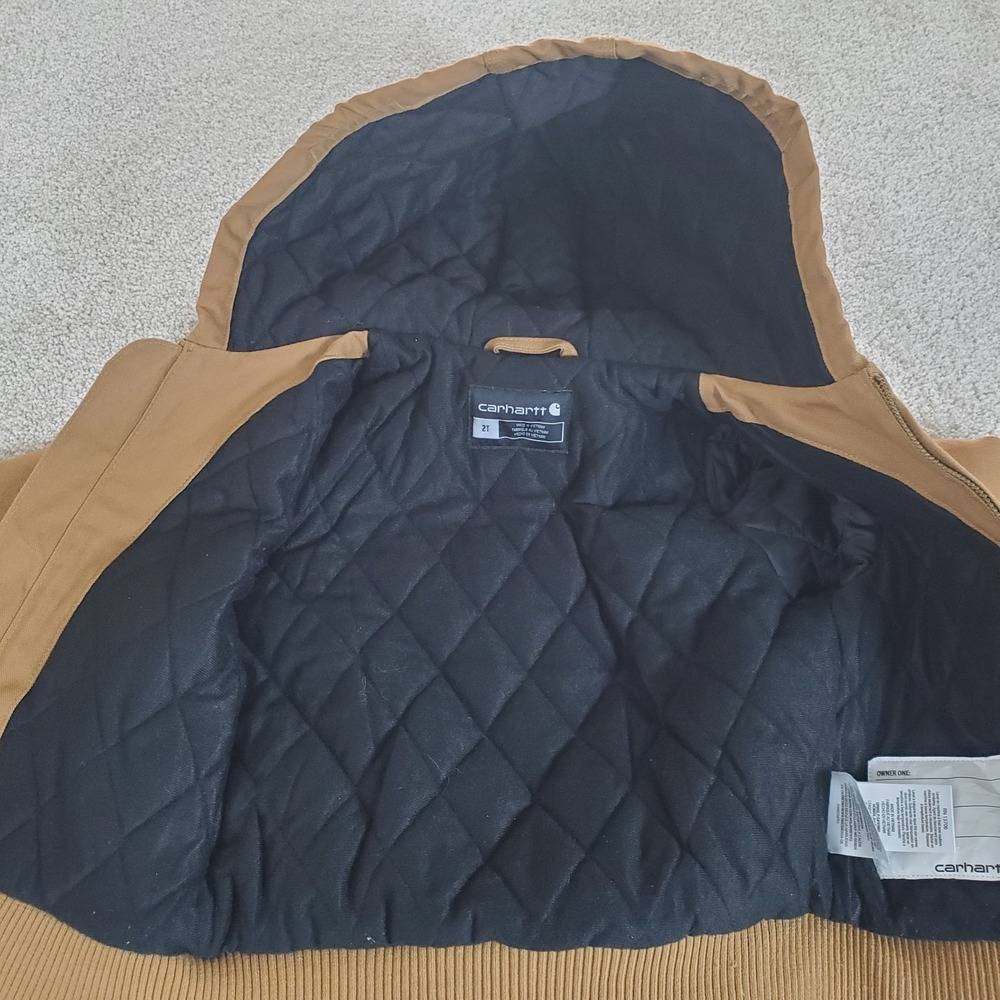 Carhartt Jacket Toddler Size 2T Brown Insulated Duck Canvas Hooded Rugged - Picture 3 of 16